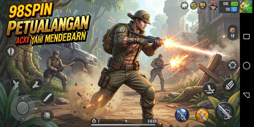 Tampilan layar gameplay 98SPIN yang menegangkan dan aksi penuh semangat.