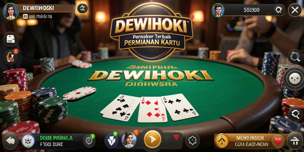 Tampilan gameplay DEWIHOKI yang menampilkan aksi Poker yang intens.