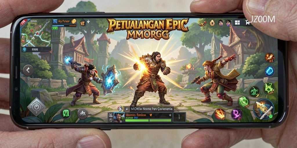 Screenshot permainan J200M menampilkan aksi seru dalam MMORPG.