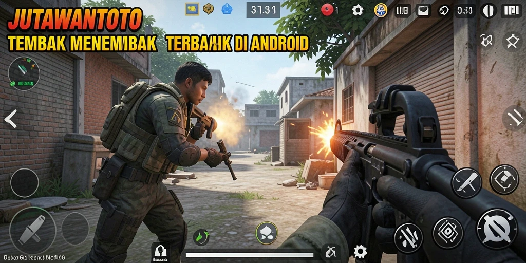 Tampilan menegangkan dari gameplay JUTAWANTOTO dengan aksi tembak-menembak.