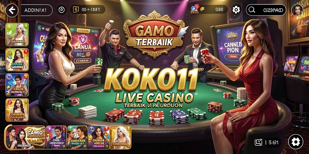 Screenshot KOKO11 menampilkan dealer profesional dan suasana Live Casino yang mendebarkan.