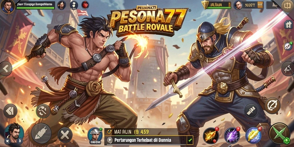 Screenshot PESONA77 menampilkan aksi Battle Royale yang seru dan mendebarkan.