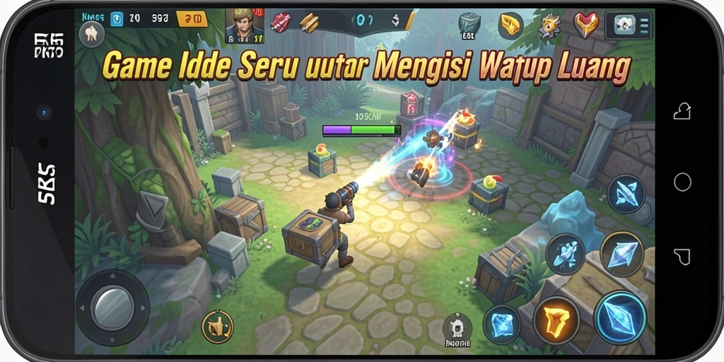 Screenshot gameplay RK55 menampilkan momen seru saat mengumpulkan sumber daya.