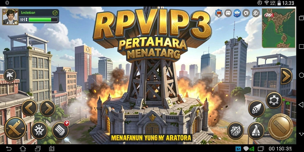 Screenshot RPVIP3 menampilkan aksi pertahanan menara yang seru.