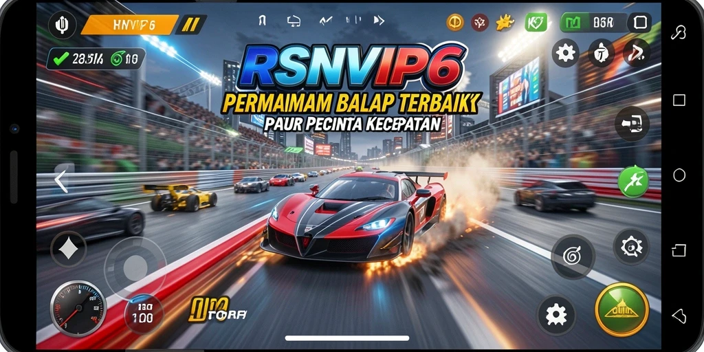Tampilan gameplay RSNVIP6 yang mendebarkan dan penuh aksi balap.