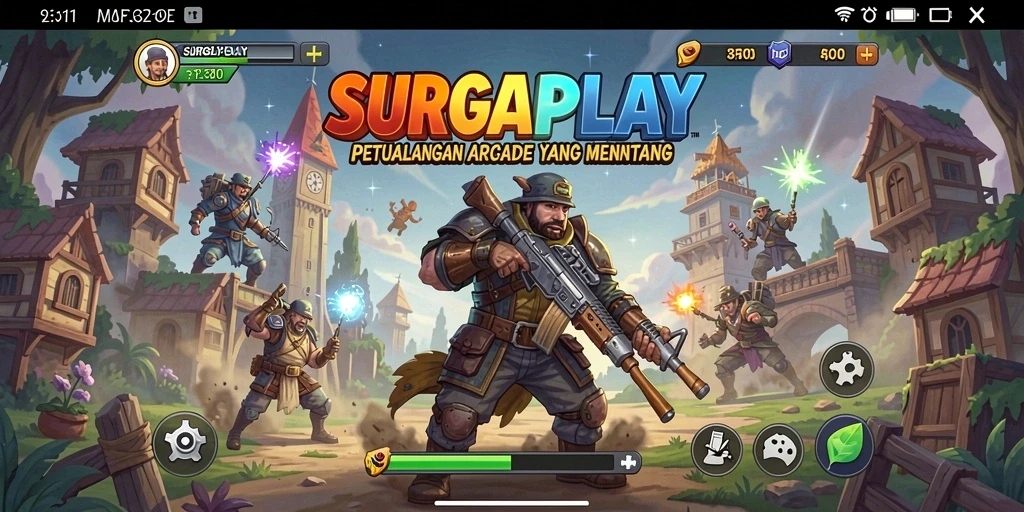 Screenshot gameplay SURGAPLAY menampilkan aksi mendebarkan dalam dunia arcade.