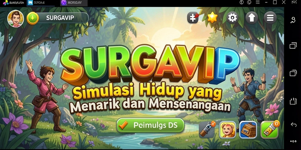 Menampilkan gameplay SURGAVIP yang penuh warna dan kehidupan.