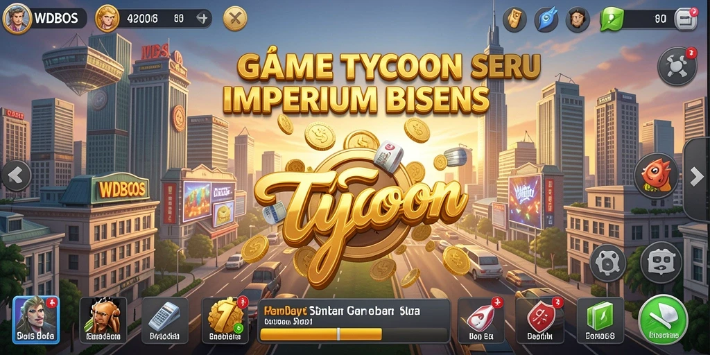 Tampilan gameplay menarik WDBOS dalam membangun bisnis Tycoon.